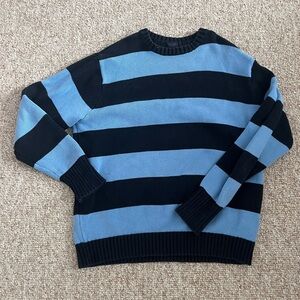 Brandy Melville Black and Blue Striped Crewneck Sweater